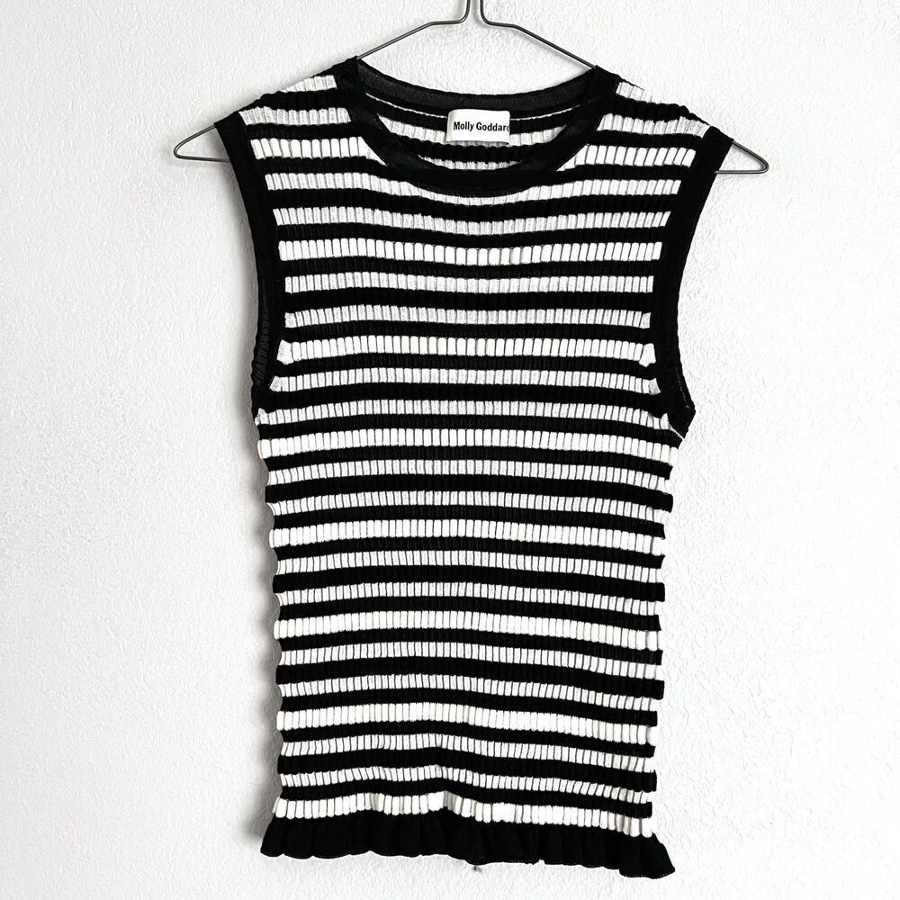 Molly Goddard Sleeveless Knit striped top Size S Black White
